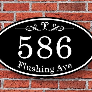 Custom Address Sign Aluminum Oval  12"W x 7"H, Personalized Outside House Number Sign, Address Plaque, Housewarming Gift, 11