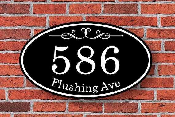 Custom Address Sign Aluminum Oval  12"W x 7"H, Personalized Outside House Number Sign, Address Plaque, Housewarming Gift, 11