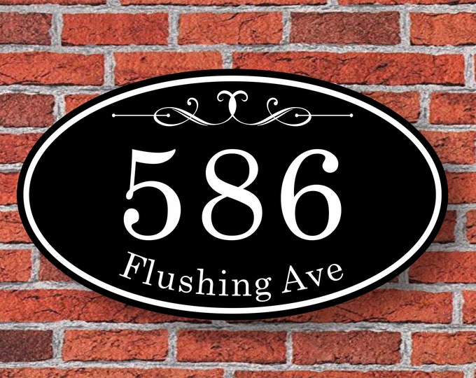 Custom Address Sign Aluminum Oval  12"W x 7"H, Personalized Outside House Number Sign, Address Plaque, Housewarming Gift, 11