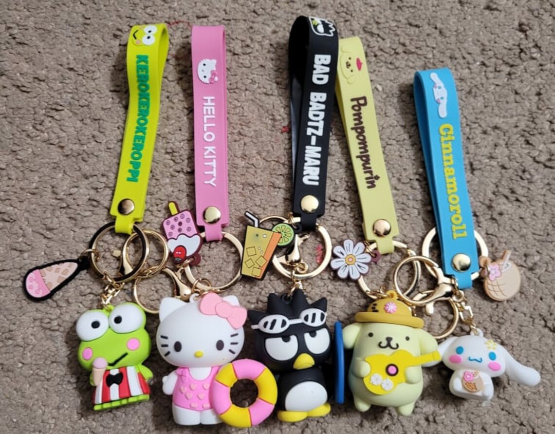 Kawaii Keychain Melody Cinnamoroll Purin Hello Kitty Etsy