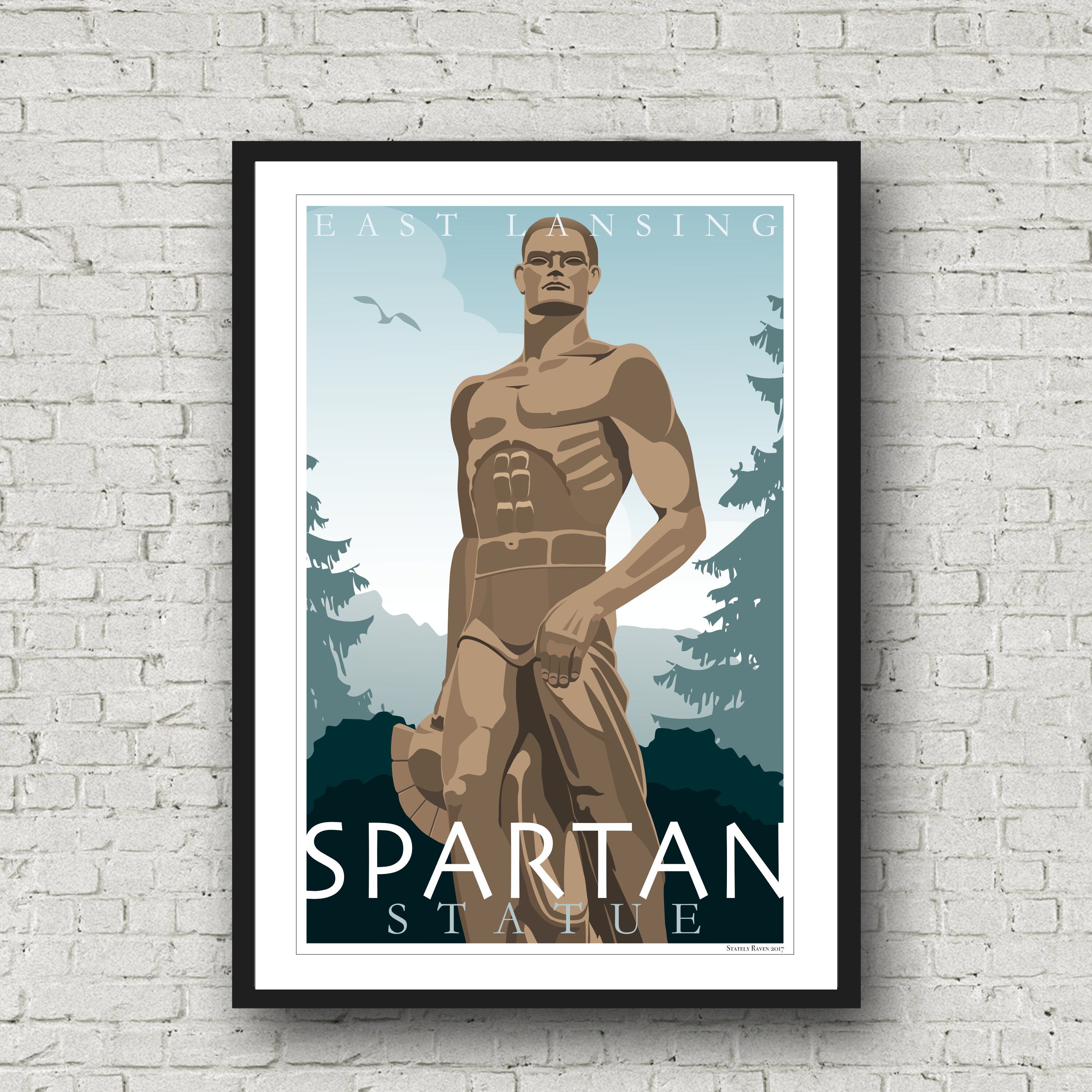 Michigan State University Vintage Art Print Spartan Statue Etsy Michigan State University Vintage Art Print Spartan Statue Etsy