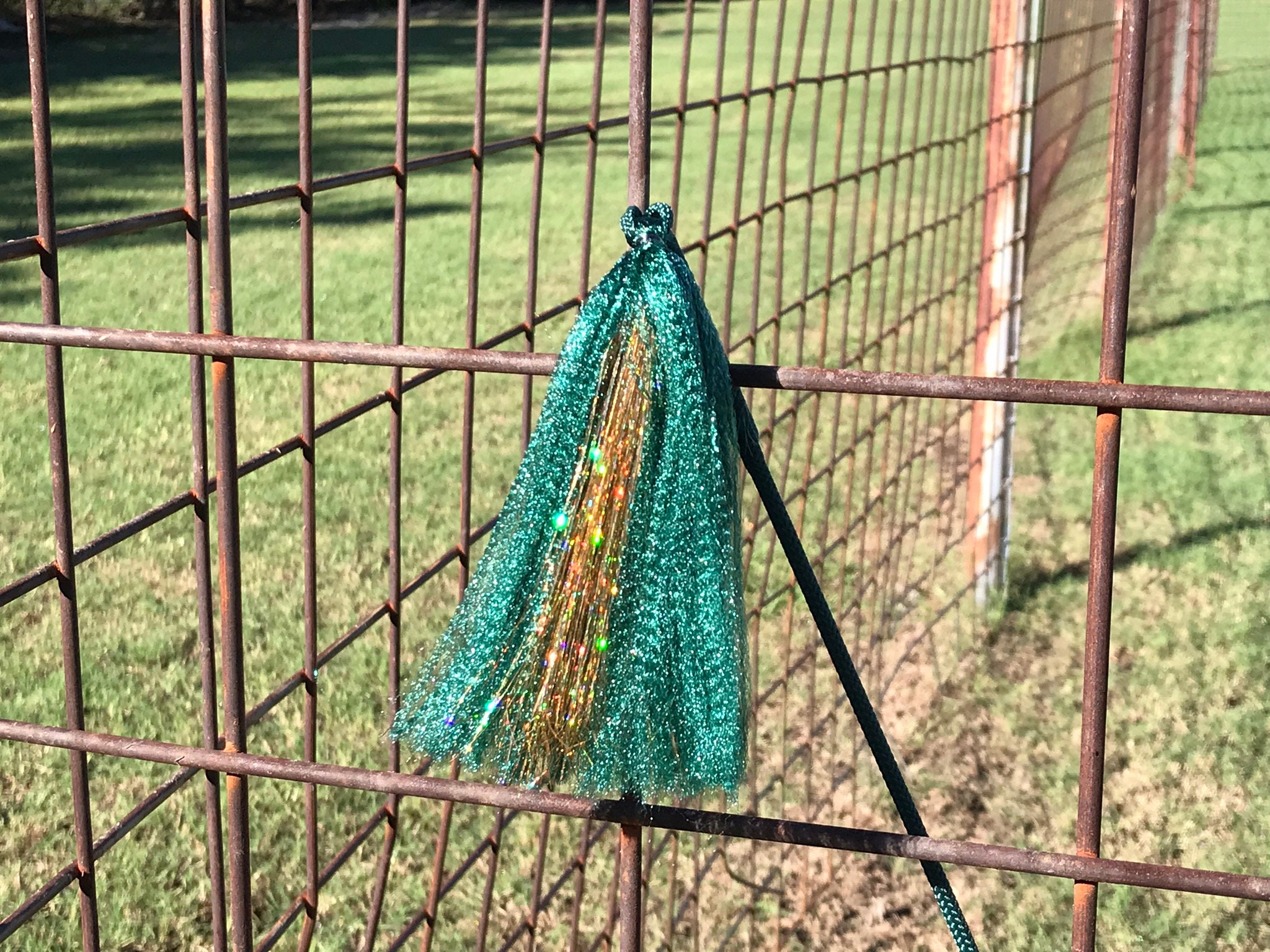 Pig Show Whip Green and Gold Tassel Etsy