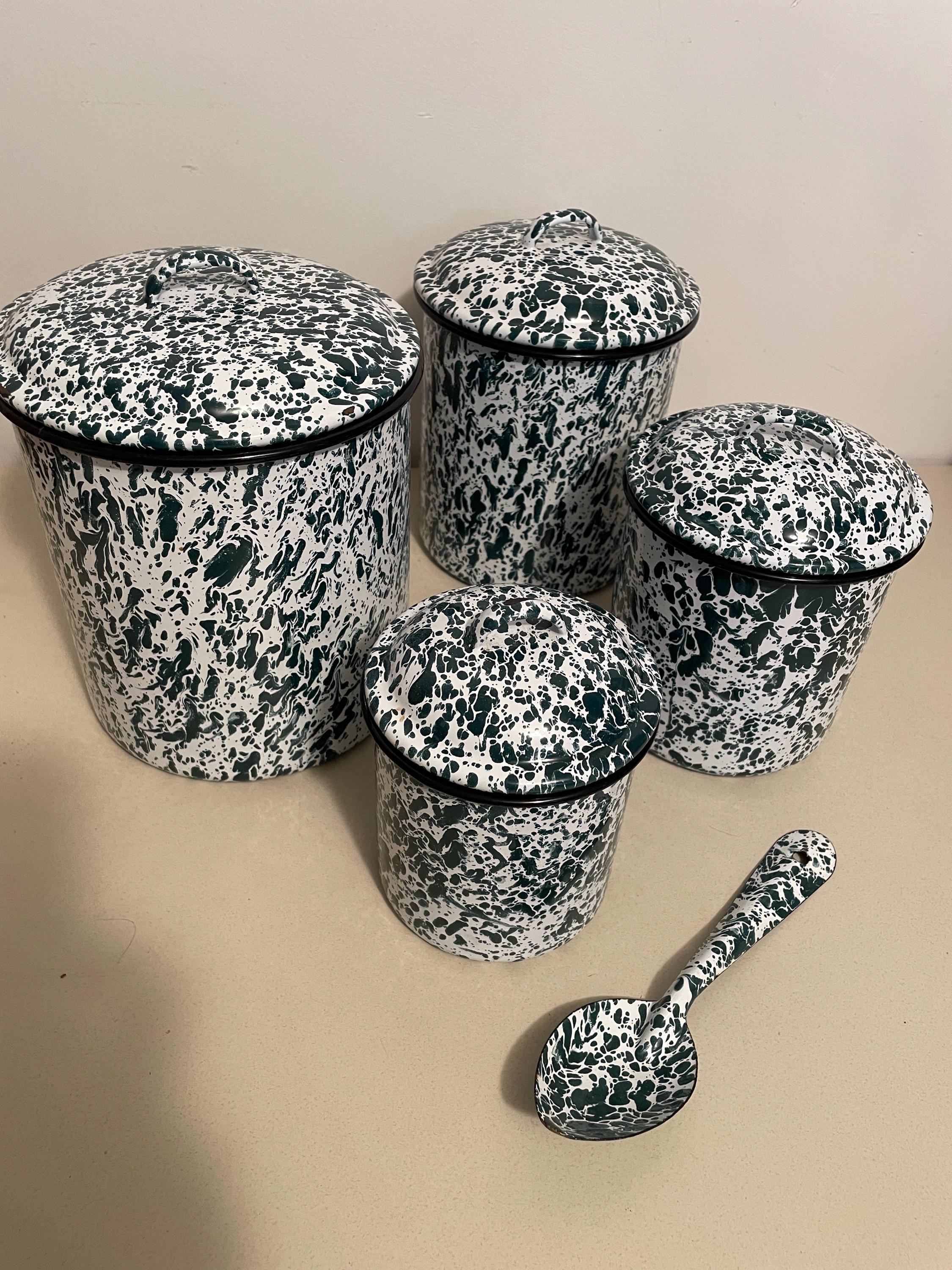Vintage Enamelware Canisters - Etsy UK
