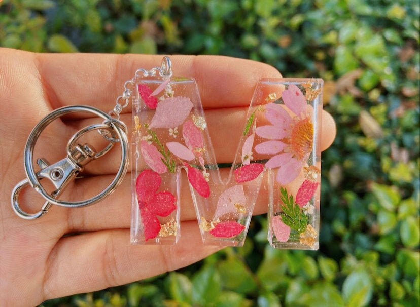 Key Chain Blanks Resin letter keyrings Jewelry Making & Beading