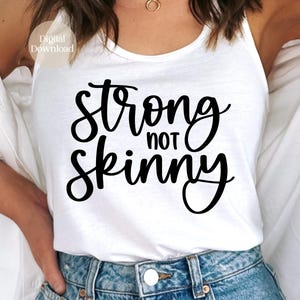 Fitness SVG - Fuerte pero no delgado, diseño de camiseta para mamá en forma, propósito de Año Nuevo, ejercicio físico en el gimnasio, PNG, EPS, DXF, archivo de corte para Cricut