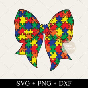 Lazo de coqueta para autismo SVG PNG DXF, Concienciación sobre el autismo SVG, Cinta para autismo SVG, Defensor del autismo PNG, Educación especial, Neurodiversidad PNG