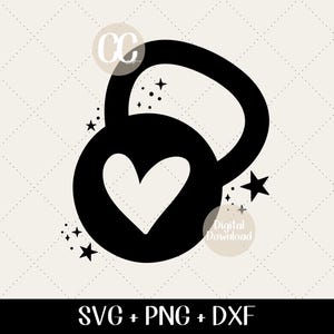 Fitness SVG - Kettlebell with Heart svg, Fit Mom Shirt Design, New Years Resolution, Gym Fitness Exercise, Valentine svg Cut File for Cricut