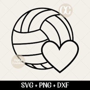 Voleibol con corazón para número de Jersey - Descarga digital instantánea - Uso personal y comercial - archivos svg, dxf, eps, png y pdf incluidos