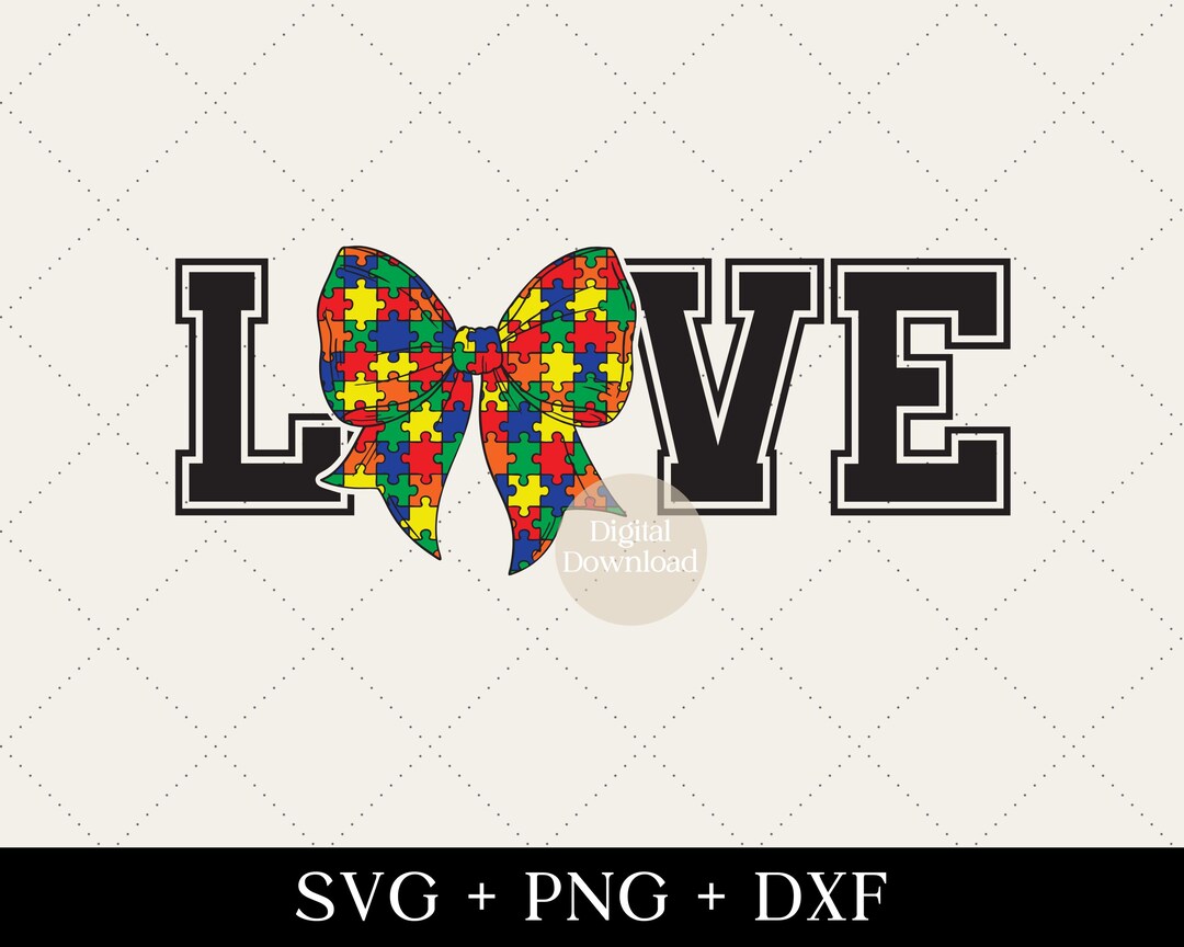 Autism Love Coquette Bow SVG PNG DXF, Autism Awareness Svg, Autism ...