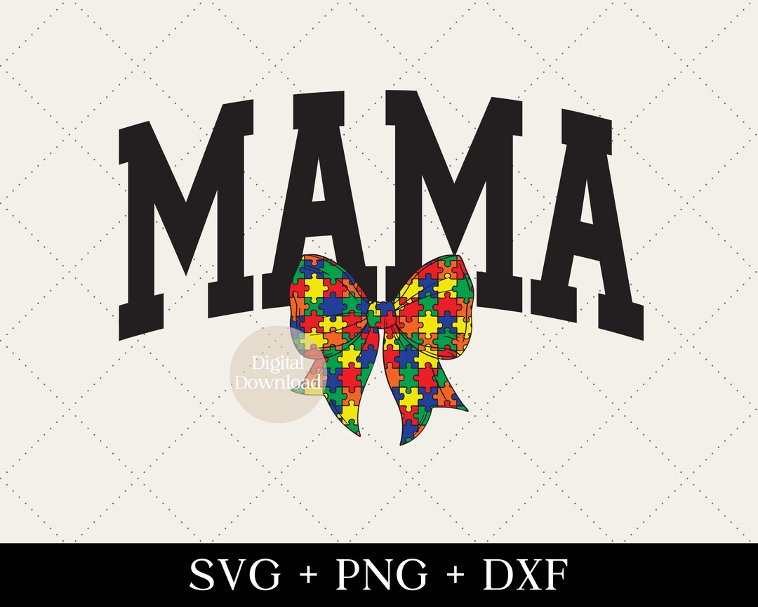 Autism Mama Coquette Bow SVG PNG DXF, Autism Awareness Svg, Autism ...