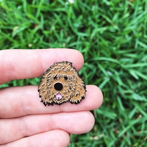 brown doodle dog soft enamel lapel pin