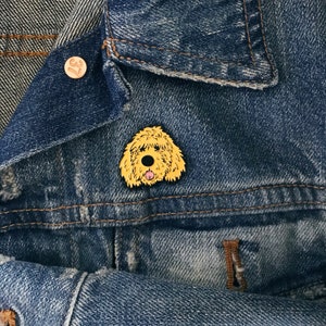 goldendoodle dog soft enamel lapel pin