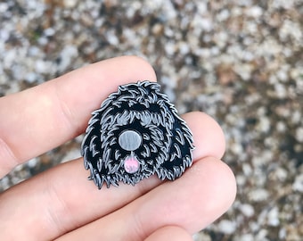 black doodle dog soft enamel lapel pin