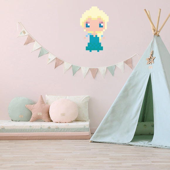 elsa snow queen wall decal pixel art from | etsy