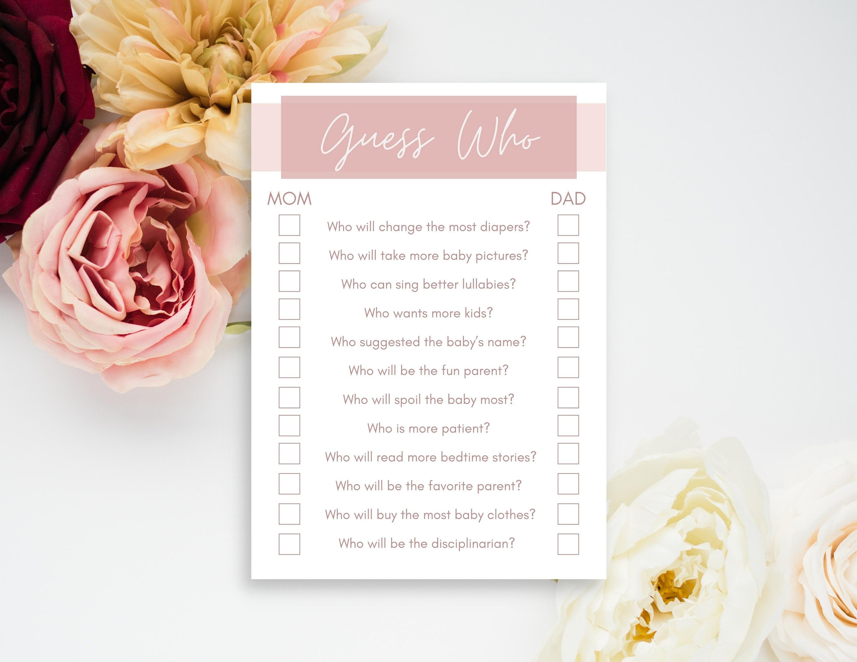 Baby Shower Game Baby Shower Game Printable Girl Baby Shower Game Guess ...