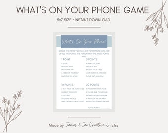 Baby Shower Game | Baby Shower Game Printable | Boy Baby Shower Game | What's On Your Phone Party Game | Party Game | Blue Baby Game | B40