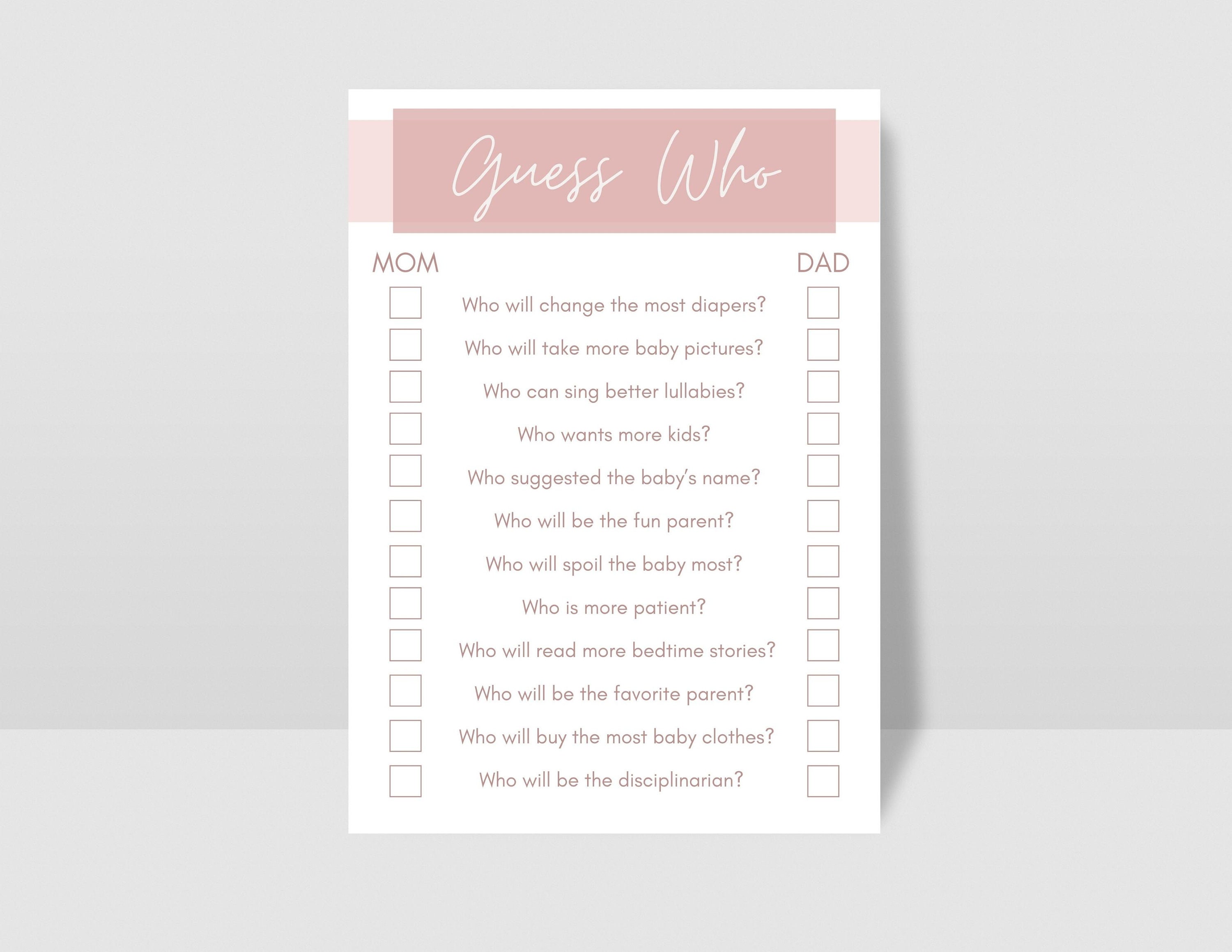 Baby Shower Game Baby Shower Game Printable Girl Baby Shower Game Guess ...