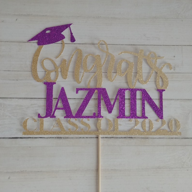 Graduation Cake Topper With Color Accent