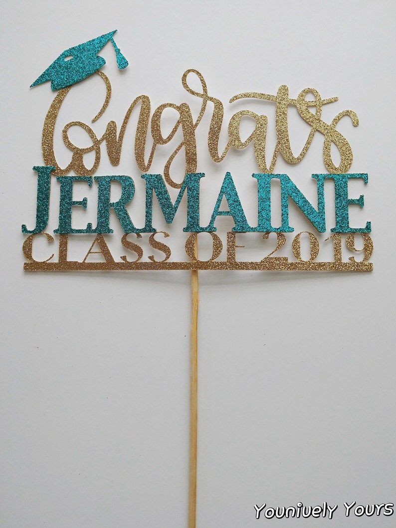 Graduation Cake Topper With Color Accent