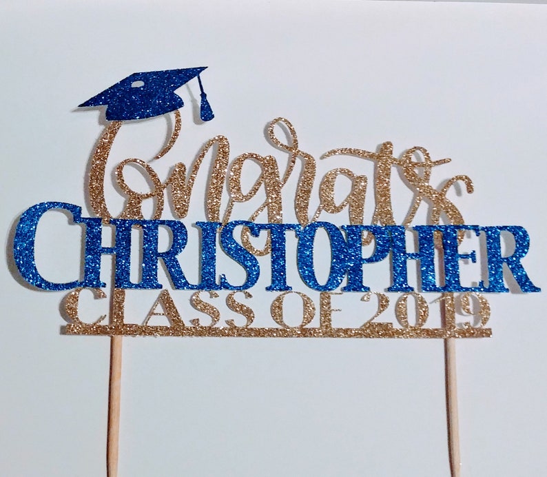 Graduation Cake Topper With Color Accent