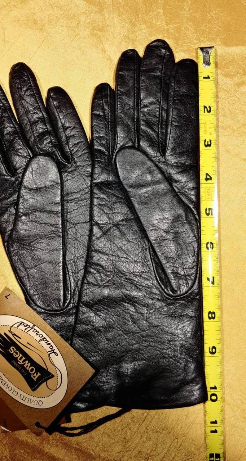 Fownes Black Leather Gloves ~ Size 7
