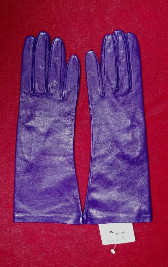 Loehmann's Shalimar Purple Leather Gloves ~ Size 8