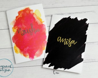 Gepersonaliseerde aquarel design Notebooks, Lined journal notebook, Staple, gepersonaliseerd cadeau