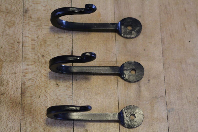 Penny Hooks, Set of 3, Hand Forged image 3