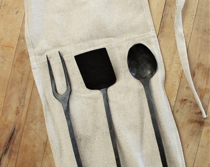 Camping Utensil Set of 3 with Storage Roll