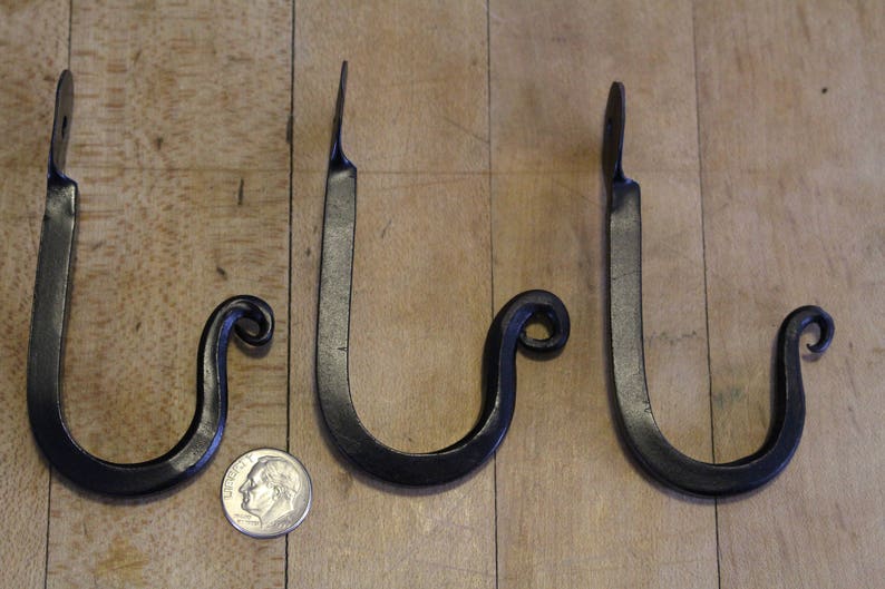 Penny Hooks, Set of 3, Hand Forged image 2