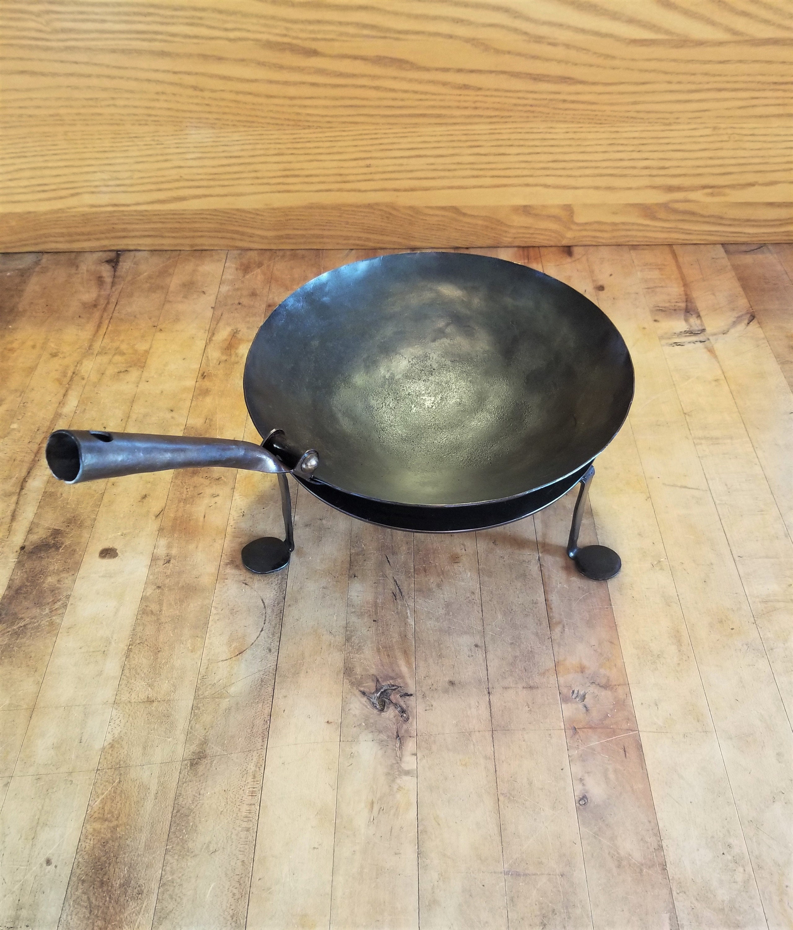 Traditional Indian Iron Kadai Wok - 18 Inches, Riveted/Welded Handles