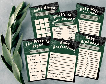 Halloween Baby Shower Games, Een beetje Boo Baby Shower Games, Gothic Baby Shower Game Bundel, Afdrukbare Baby Shower Game, Gender Neutraal
