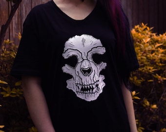 Wolf Skull Tee, Goth Shirt, Skull Shirt, Goth Clothing, Spooky Shirt, Unisex Shirt, Skeleton, Halloween Shirt, alternative clothing