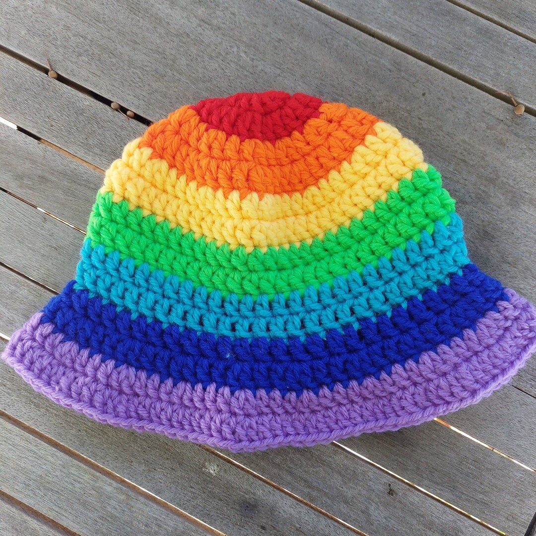 Rainbow Bucket Hat Crochet Pattern, LGBTQ Bucket Hat Etsy