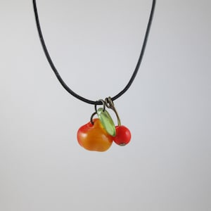 Vintage Fruit Bead &quot;Picnic&quot; Necklace on Leather
