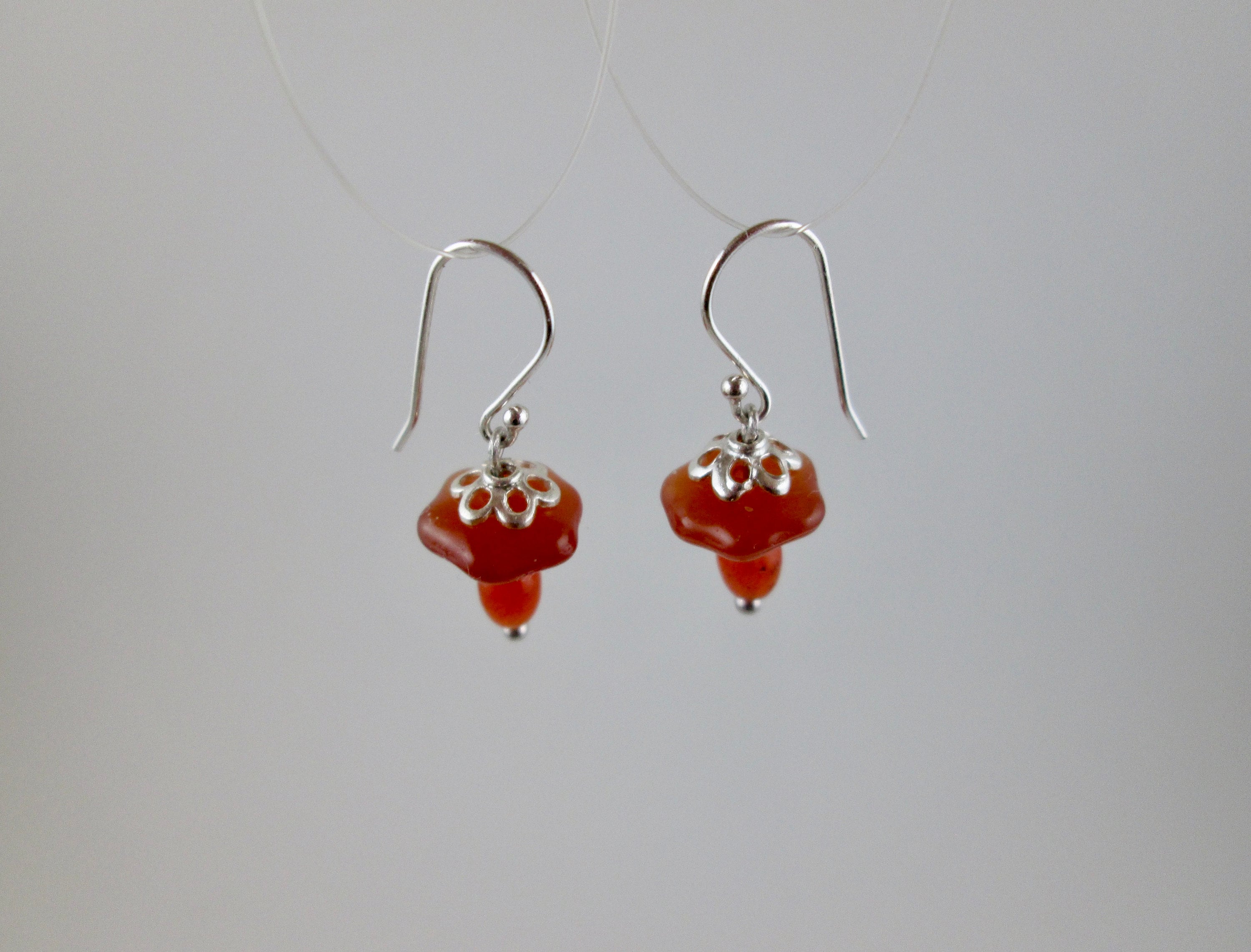 Red Aventurine shroom Earrings on Sterling Silver - Etsy UK