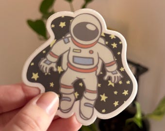 Astronaut Sticker, Weatherproof Space Decal, Sci-Fi Laptop Art