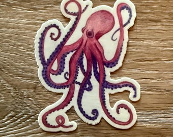 Pegatina de pulpo, arte marino caprichoso, vinilo adhesivo impermeable