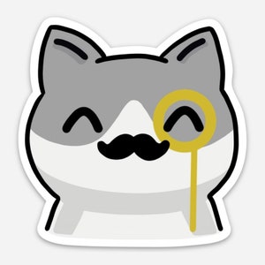 Cat Sticker, Fancy Cat With Monocle and Mustache, 3