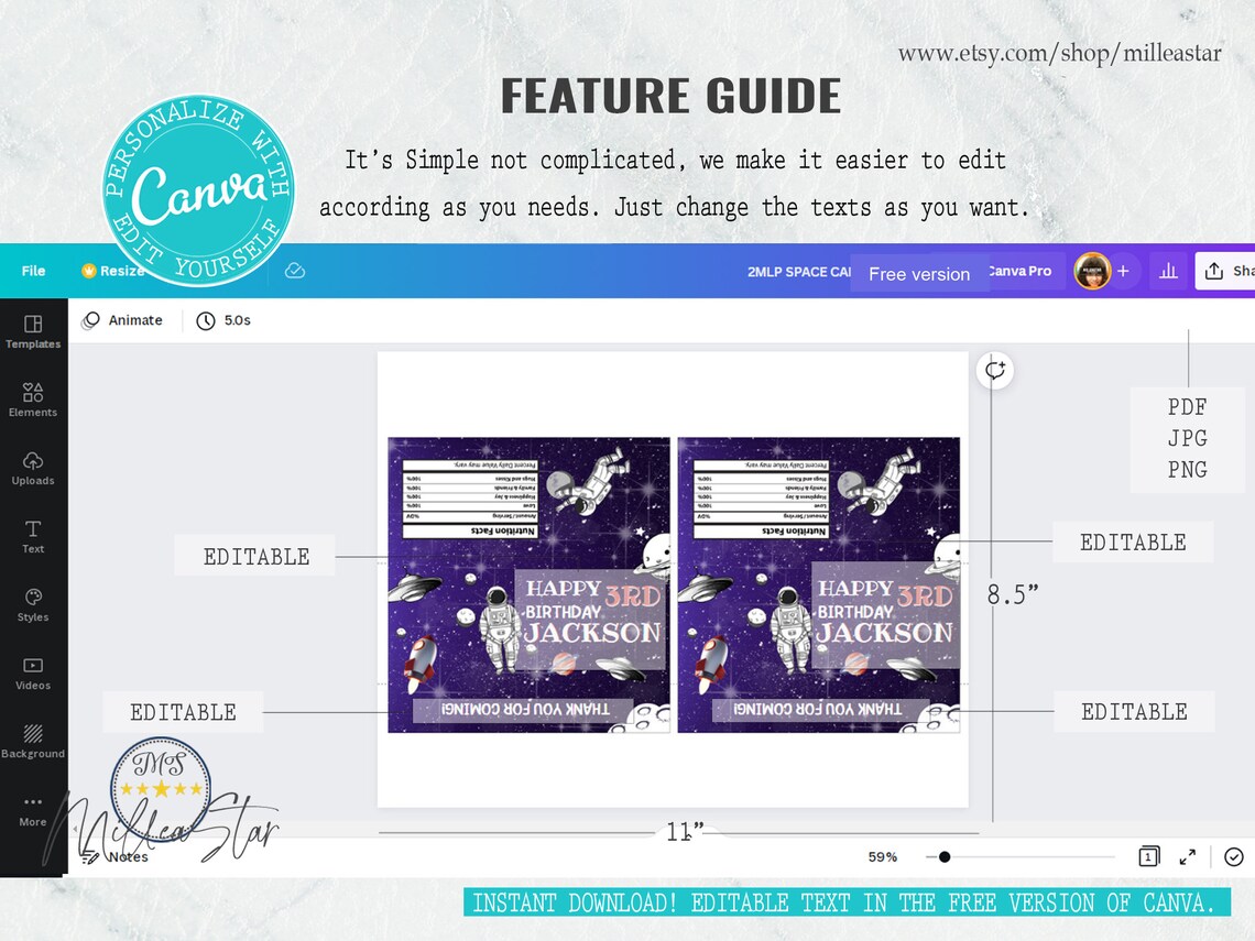 Outer Space Birthday Candy Bar Labels Chocolate Bar Wrappers | Etsy