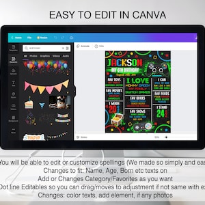 Video Game Birthday Sign Milestone Poster Chalkboard Birthday Poster