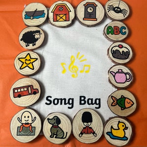 Nursery Rhyme Song Bag Handmade Wooden Log Slices Etsy UK
