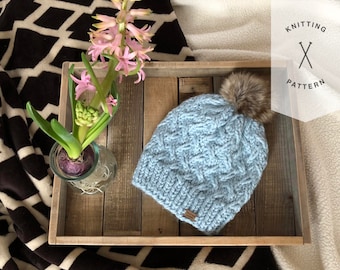 The Laurel Beanie // PATTERN // Digital File Instant Download PDF / Beginner Knitting Pattern / Beginner Cable Knitting Pattern