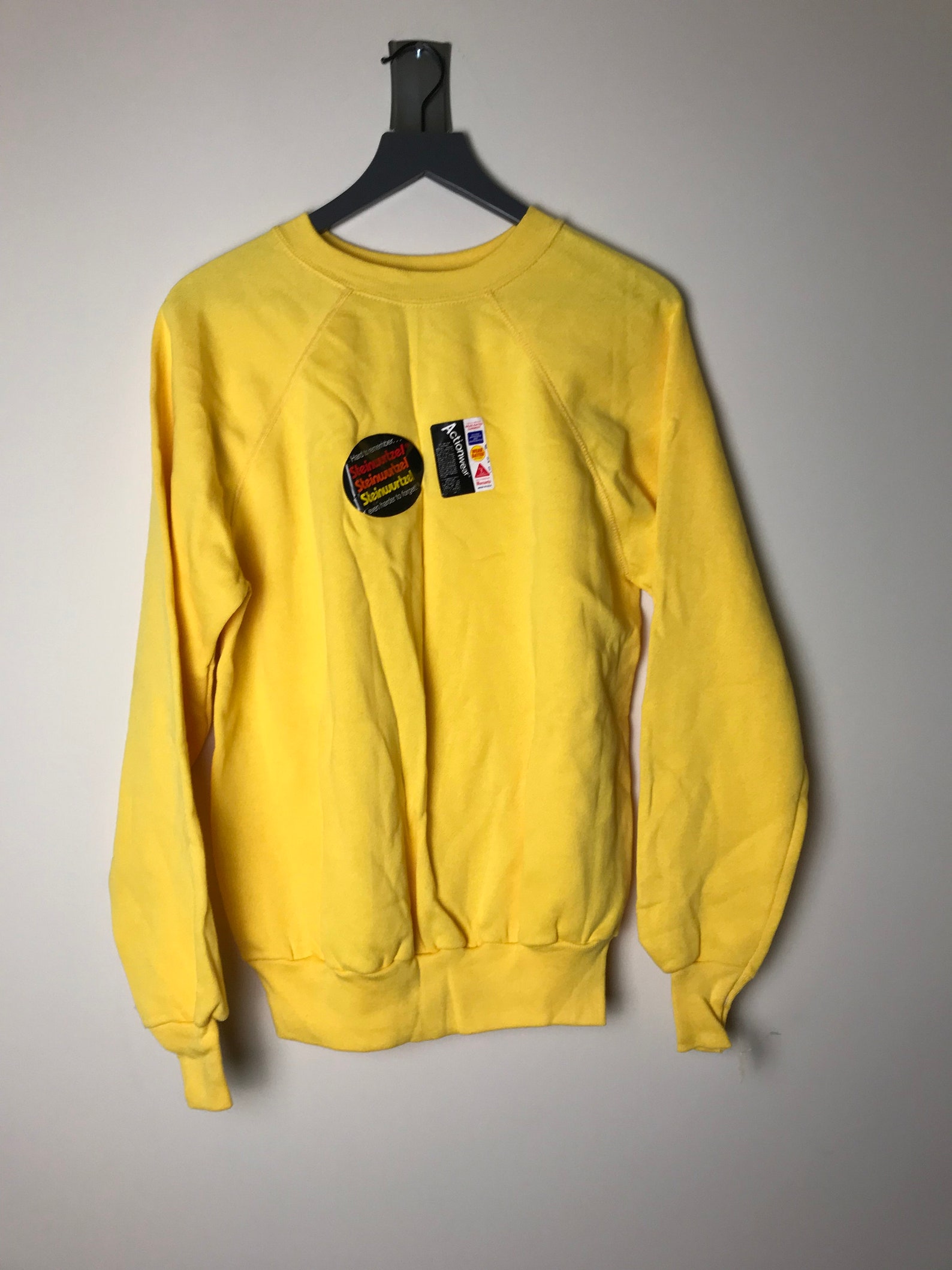 90s Plain Yellow Sweatshirt L | Etsy