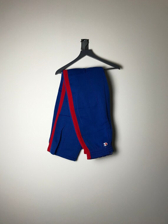 80s Champion Sweatpants in Royal Blue and Red - XL