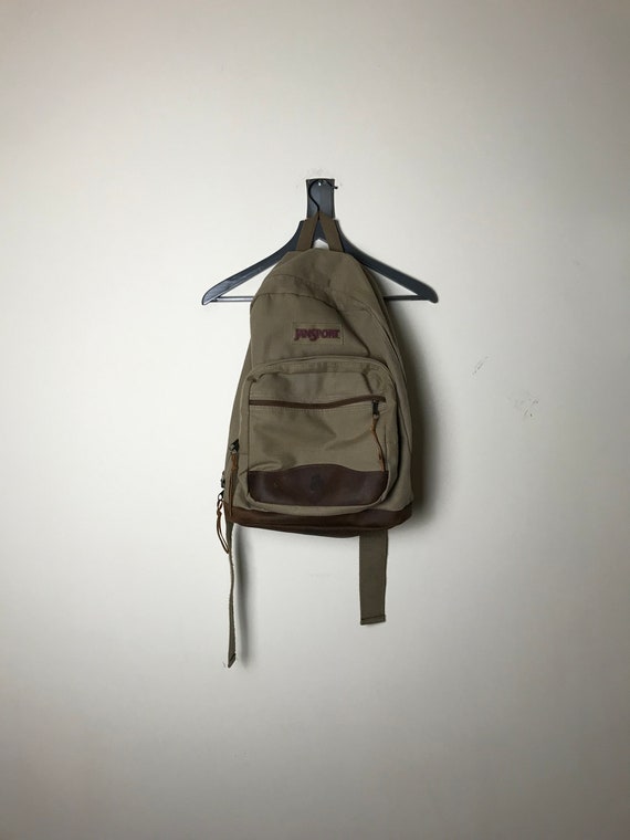 90s Beige Jansport Backpack Book Bag - One Size