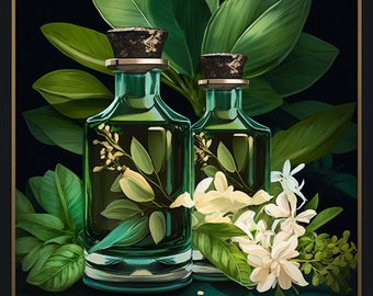 Handmade Natural Oil Perfume 6ml, Jasmine Sambac, Tuberose and Violet Leaf