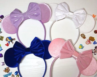 Pastel Velvet Mouse Ears Headband | Purple Mouse Ears | Pink Mouse Ears| Royal Blue Mouse Ears | White Mouse Ears |