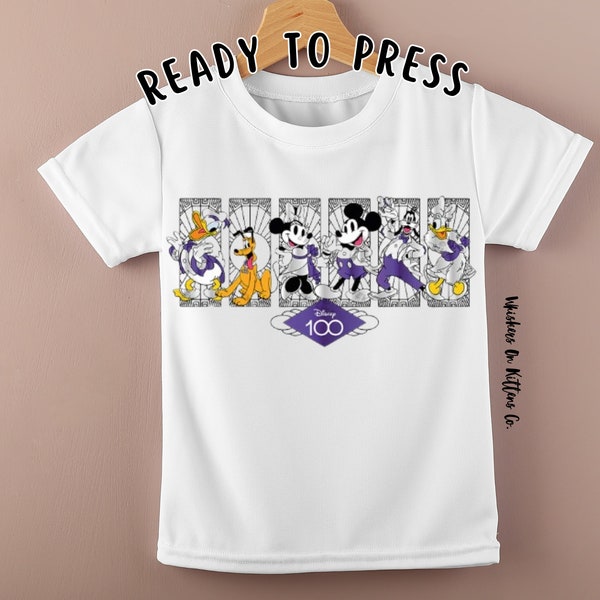 Ready to Press Character Decal DIY Tee 100 Year Anniversary Mickey & Pals | Iron On T-Shirt Decal