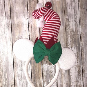 Twisty Stripes Christmas Elf Hat  Mouse Ears Headband